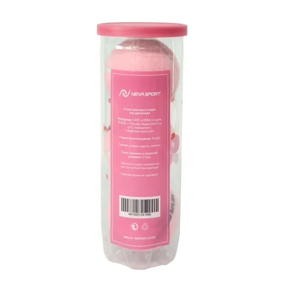 Мяч для падела NS Sakura, UAA2, уп.3 шт, сукно, нат.резина, розовый за 824.50 ₽ в Владивостоке